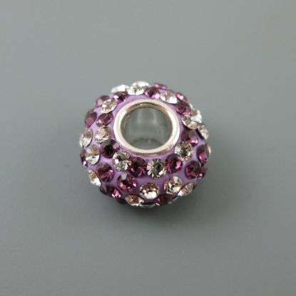 Wholesale European .925 Sterling Silver Charm Beads CZ Purple and Silver Stones