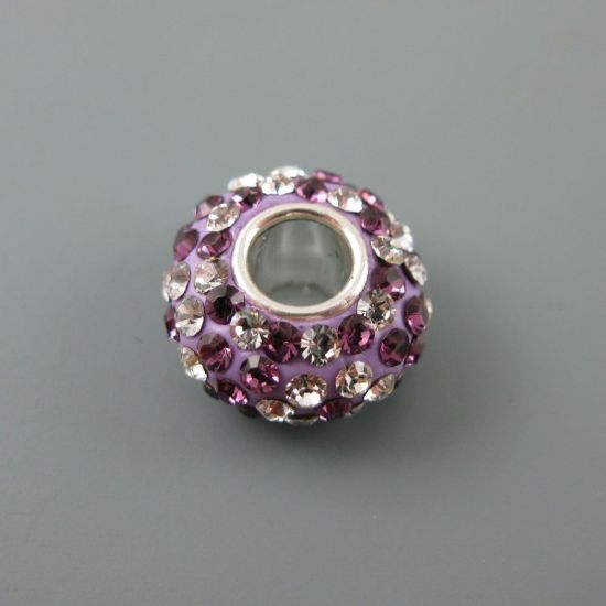 Wholesale European .925 Sterling Silver Charm Beads CZ Purple and Silver Stones