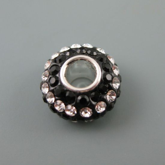Wholesale European .925 Sterling Silver Charm Beads CZ Black and White Stones
