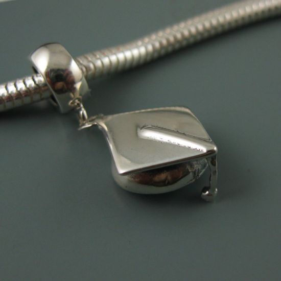Wholesale European .925 Sterling Graduation Cap Charm Bead