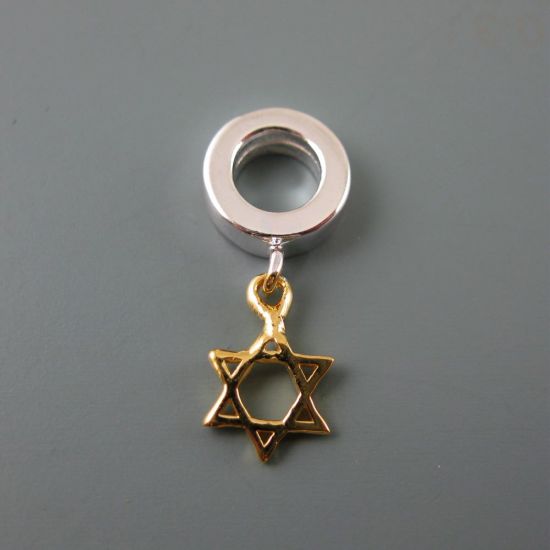 Wholesale European .925 Vermeil Star of David Charm Bead