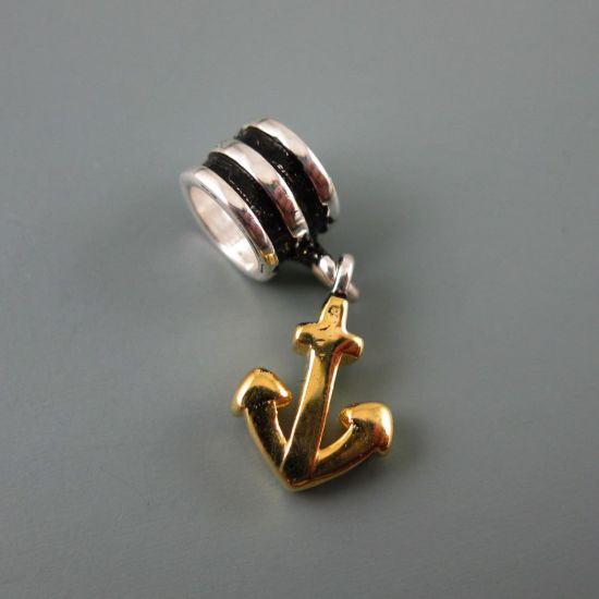 Wholesale European .925 Sterling Silver and Vermeil Nautical Anchor Charm Bead