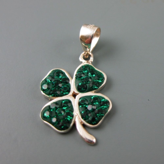 Wholesale 925 Sterling Silver CZ Four Leave Clover Charm Bead