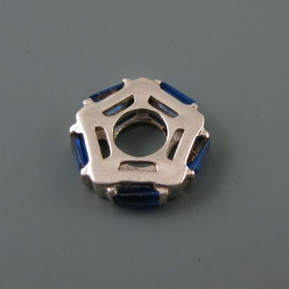Wholesale European .925 Sterling Silver CZ Blue Pentagon Charm Beads