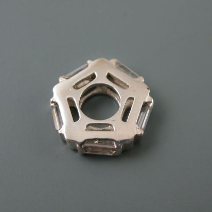 Wholesale European .925 Sterling Silver CZ Crystal Pentagon Charm Beads