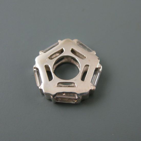 Wholesale European .925 Sterling Silver CZ Crystal Pentagon Charm Beads