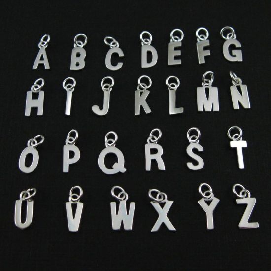 Wholesale Sterling Silver Smooth Letter Initial Charms and Pendants for Jewelry Making, Wholesale Findings