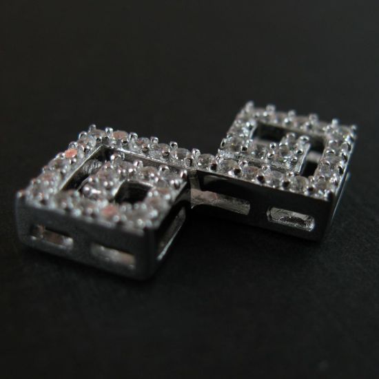 Wholesale Sterling Silver Zig Zag Spacer Connector with CZ Cubic Zirconia Stone, Jewelry Making, Wholesale Beads and Findings
