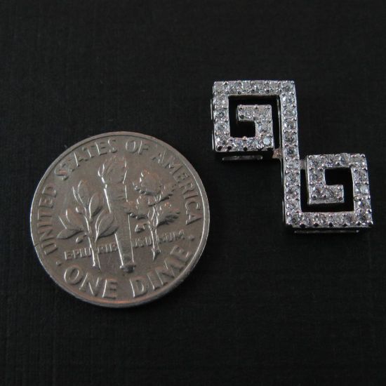 Wholesale Sterling Silver Zig Zag Spacer Connector with CZ Cubic Zirconia Stone, Jewelry Making, Wholesale Beads and Findings