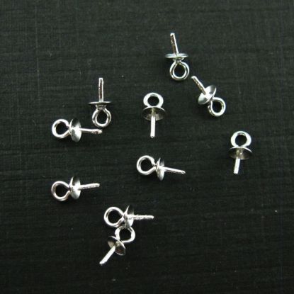 Wholesale Sterling Silver Peg Bail Cap for Half Drilled Beads and Pearls, Wholesale Findings