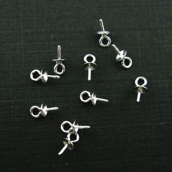 Wholesale Sterling Silver Peg Bail Cap for Half Drilled Beads and Pearls, Wholesale Findings