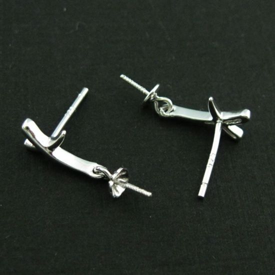 Wholesale Sterling Silver Fancy Dangley Earwire with Threaded Post for Jewelry Making, Wholesale Earwire and Findings