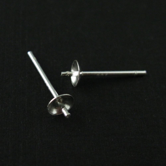 Wholesale Sterling Silver Simple Studs with Post for Half Drilled Stone, Jewelry Making, Wholesale Earwire and Findings