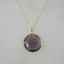 Wholesale Bezel Gemstone Round Pendant Necklace - Gold Plated Chain - Amethyst (16-24")