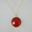 Wholesale Bezel Gemstone Round Pendant Necklace - Gold Plated Chain - Carnelian (16-24")