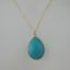 Wholesale Bezel Gemstone Tear Pendant Necklace - Gold Plated Chain - Turquoise (16 - 24 inch)