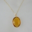 Wholesale Bezel Gemstone Oval Pendant Necklace - Gold Plated Chain - Citrine Quartz (16-24")