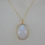 Wholesale Bezel Gemstone Oval Pendant Necklace - Gold Plated Chain - Moonstone (16-24")