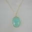 Wholesale Bezel Gemstone Oval Pendant Necklace - Gold Plated Chain - Peru Chalcedony (16-24")