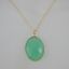 Wholesale Bezel Gemstone Oval Pendant Necklace - Gold Plated Chain - Prenite Chalcedony (16-24")