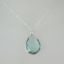 Wholesale Bezel Gemstone Tear Pendant Necklace - Silver Sterling Chain - Aqua Quartz (16-24")