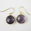 Wholesale Bezel Gemstone Round Pendant Earrings - Gold Plated Hooks - Amethyst