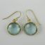 Wholesale Bezel Gemstone Round Pendant Earrings - Gold Plated Hooks - Aqua Quartz