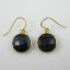 Wholesale Bezel Gemstone Round Pendant Earrings - Gold Plated Hooks - Blue Sapphire Dyed