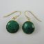 Wholesale Bezel Gemstone Round Pendant Earrings - Gold Plated Hooks - Emerald Dyed