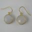 Wholesale Bezel Gemstone Round Pendant Earrings - Gold Plated Hooks - Moonstone