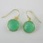 Wholesale Bezel Gemstone Round Pendant Earrings - Gold Plated Hooks - Prenite Chalcedony