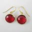 Wholesale Bezel Gemstone Round Pendant Earrings - Gold Plated Hooks - Rubylite Quartz