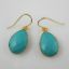 Wholesale Bezel Gemstone Tear Pendant Earrings - Gold Plated Hooks - Turquoise