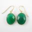 Wholesale Bezel Gemstone Oval Pendant Earrings - Gold Plated Hooks - Green Onyx