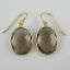 Wholesale Bezel Gemstone Oval Pendant Earrings - Gold Plated Hooks - Smoky Quartz