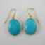 Wholesale Bezel Gemstone Oval Pendant Earrings - Gold Plated Hooks - Turquoise