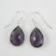 Wholesale Bezel Gemstone Tear Shaped Pendant Earrings - Sterling Silver Hooks - Amethyst