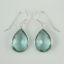 Wholesale Bezel Gemstone Tear Shaped Pendant Earrings - Sterling Silver Hooks - Aqua Quartz