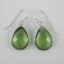 Wholesale Bezel Gemstone Tear Shaped Pendant Earrings - Sterling Silver Hooks - Green Amethyst Quartz