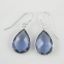 Wholesale Bezel Gemstone Tear Shaped Pendant Earrings - Sterling Silver Hooks - Iolite Quartz