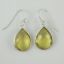 Wholesale Bezel Gemstone Tear Shaped Pendant Earrings - Sterling Silver Hooks - Lemon Quartz
