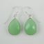 Wholesale Bezel Gemstone Tear Shaped Pendant Earrings - Sterling Silver Hooks - Prenite Chalcedony