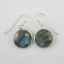 Wholesale Bezel Gemstone Round Pendant Earrings - Sterling Silver Hooks - Labradorite