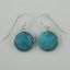 Wholesale Bezel Gemstone Round Pendant Earrings - Sterling Silver Hooks - Turquoise