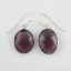 Wholesale Bezel Gemstone Oval Shaped Pendant Earrings - Sterling Silver Hooks - Amethyst