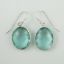 Wholesale Bezel Gemstone Oval Shaped Pendant Earrings - Sterling Silver Hooks - Aqua Quartz