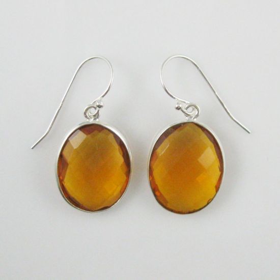 Wholesale Bezel Gem Oval Pendant Necklace & Earrings - Sterling Silver-Citrine Quartz (16-24")