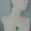 Wholesale Bezel Gemstone Tear Pendant Necklace & Earrings - Gold Plated - Turquoise (16-24")
