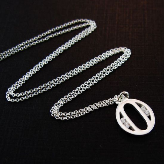 Wholesale Sterling Silver Letter CZ Charm Necklace (16-24 inch)