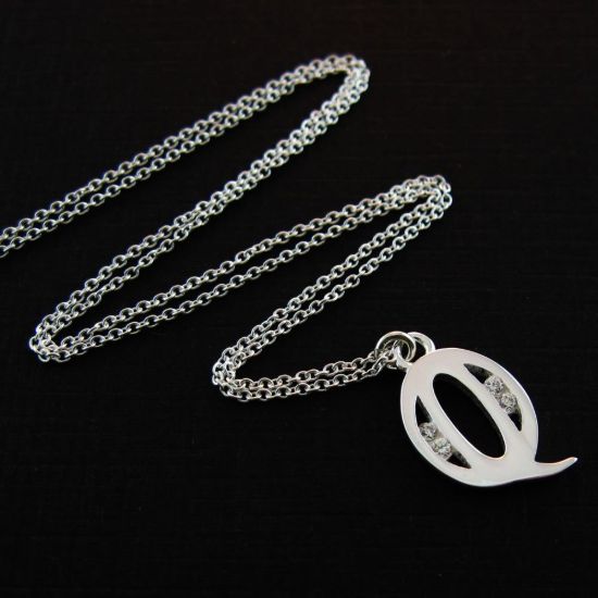Wholesale Sterling Silver Letter CZ Charm Necklace (16-24 inch)